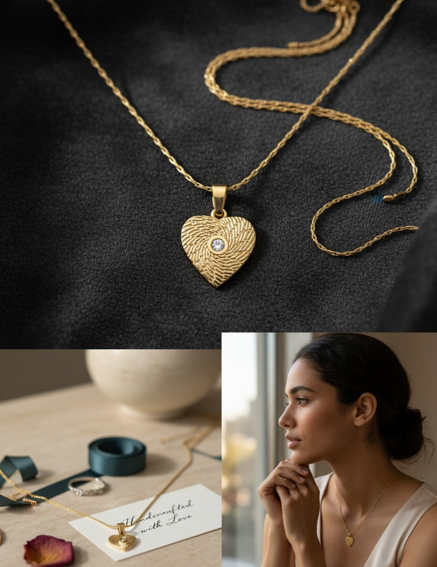 Titanium Steel gold Heart