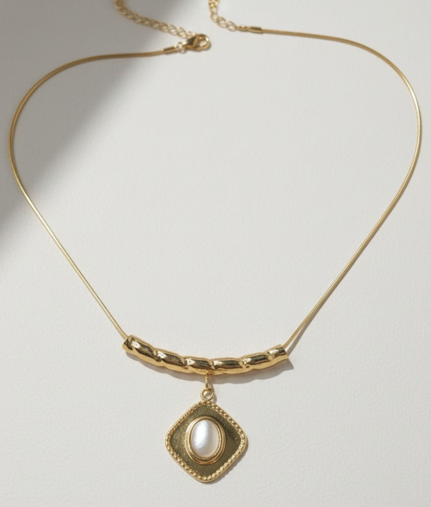 Gold Necklace with a stone pendant