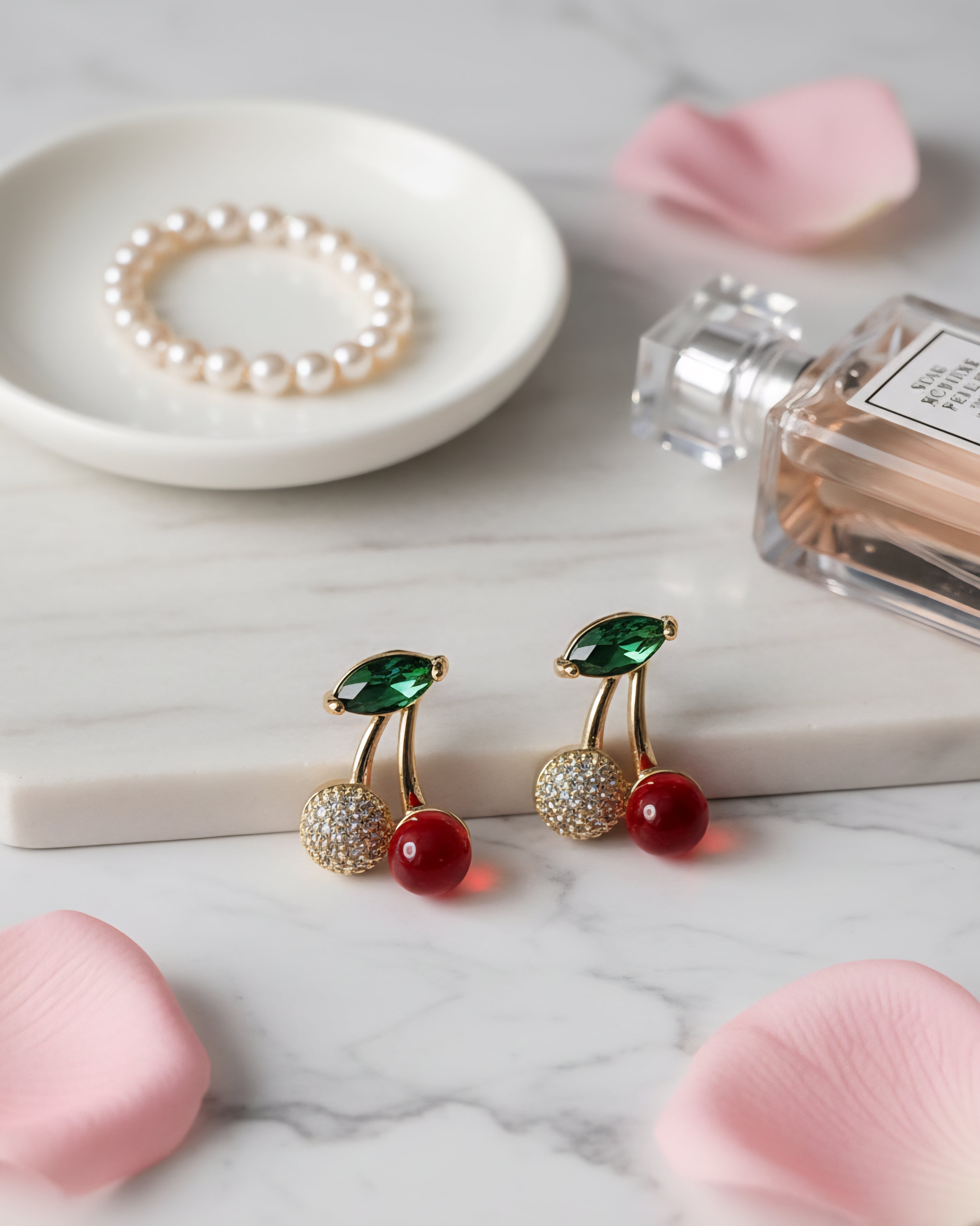 Cute Cherry diamond Stud