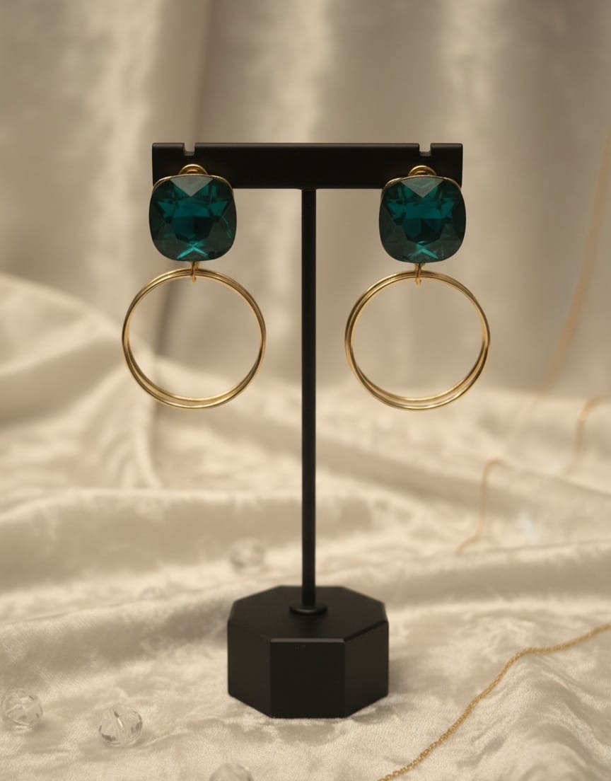 Emerald Green crystal Hoop Earrings