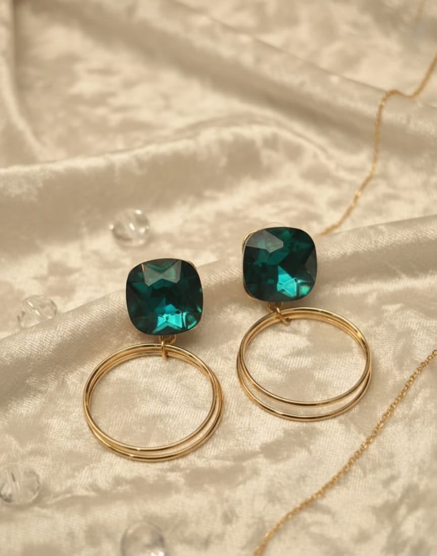Emerald Green crystal Hoop Earrings