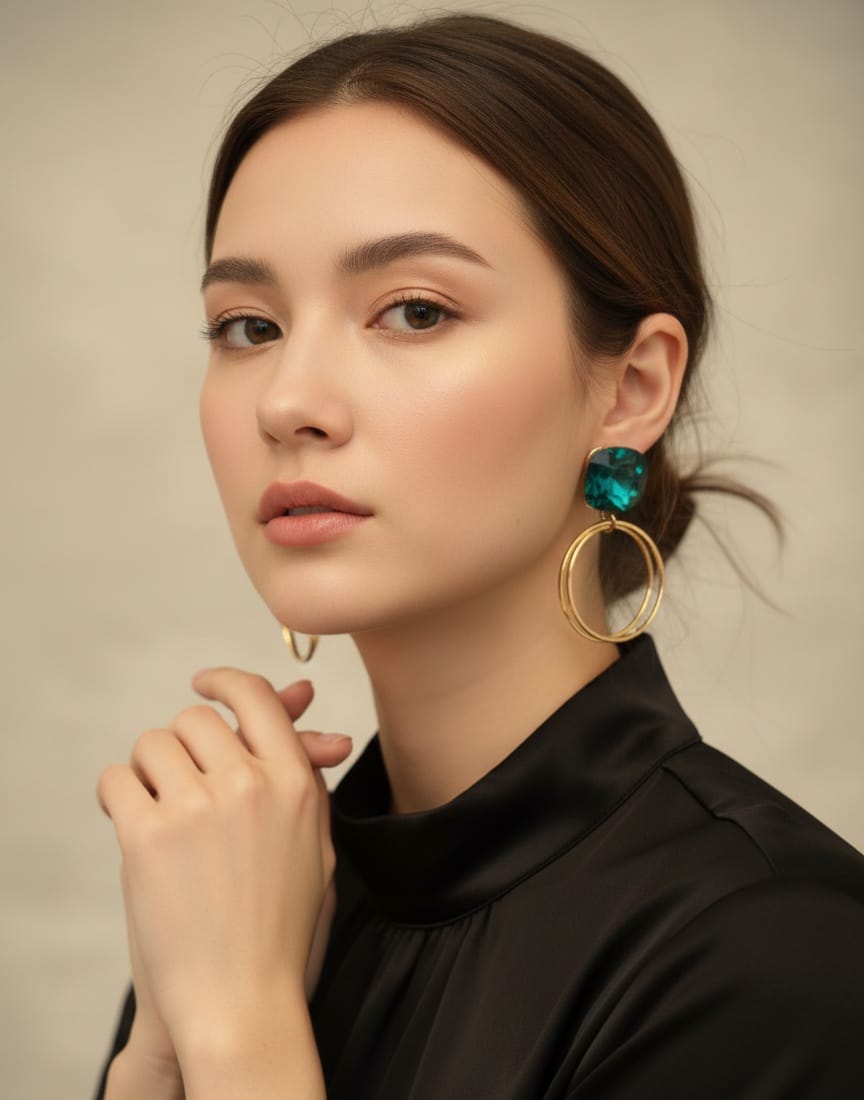 Emerald Green crystal Hoop Earrings