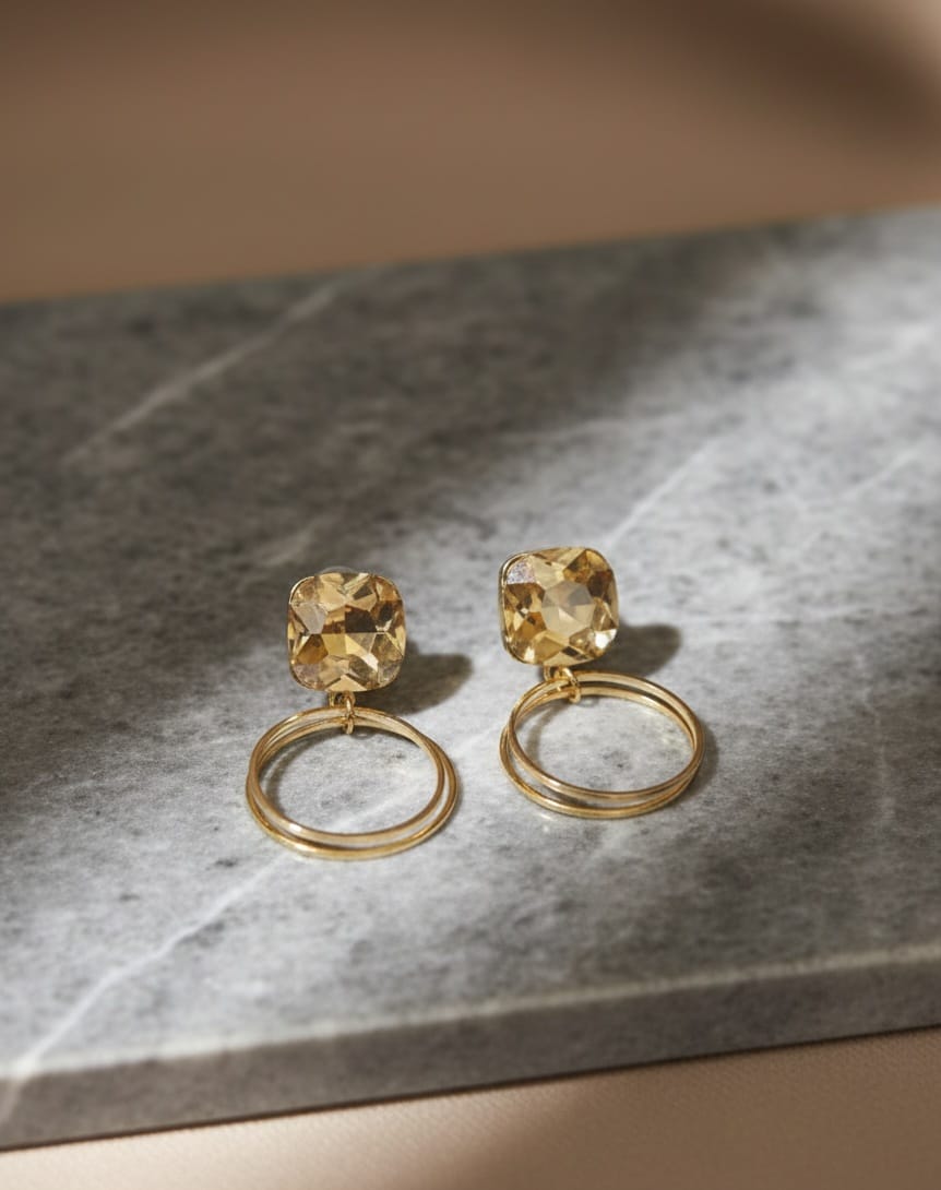 Golden crystal Hoop Earrings