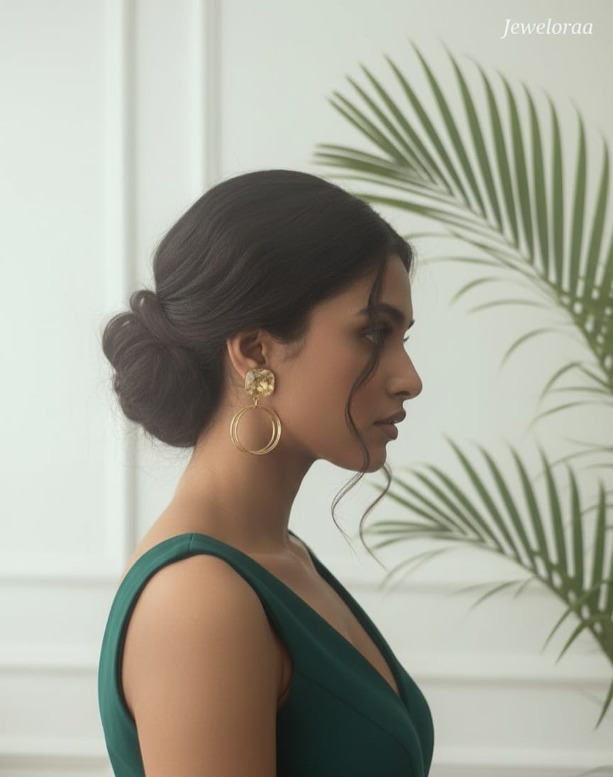 Golden crystal Hoop Earrings