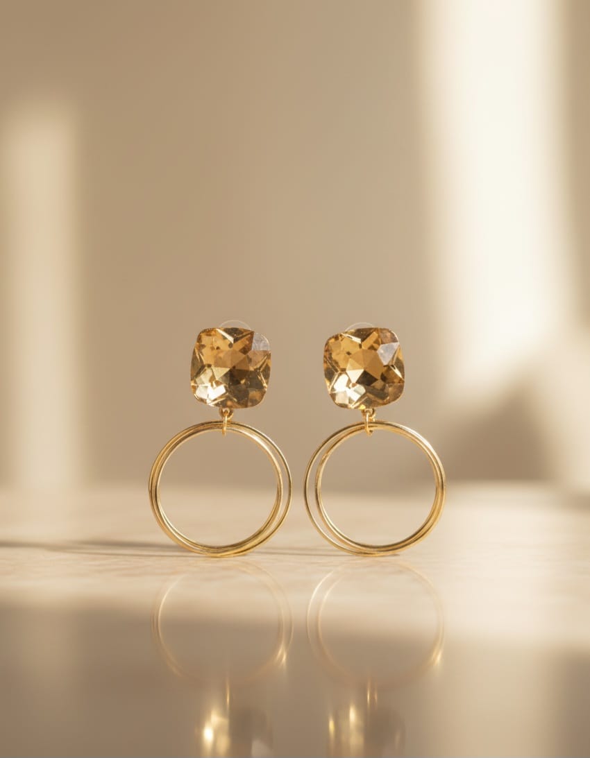 Golden crystal Hoop Earrings