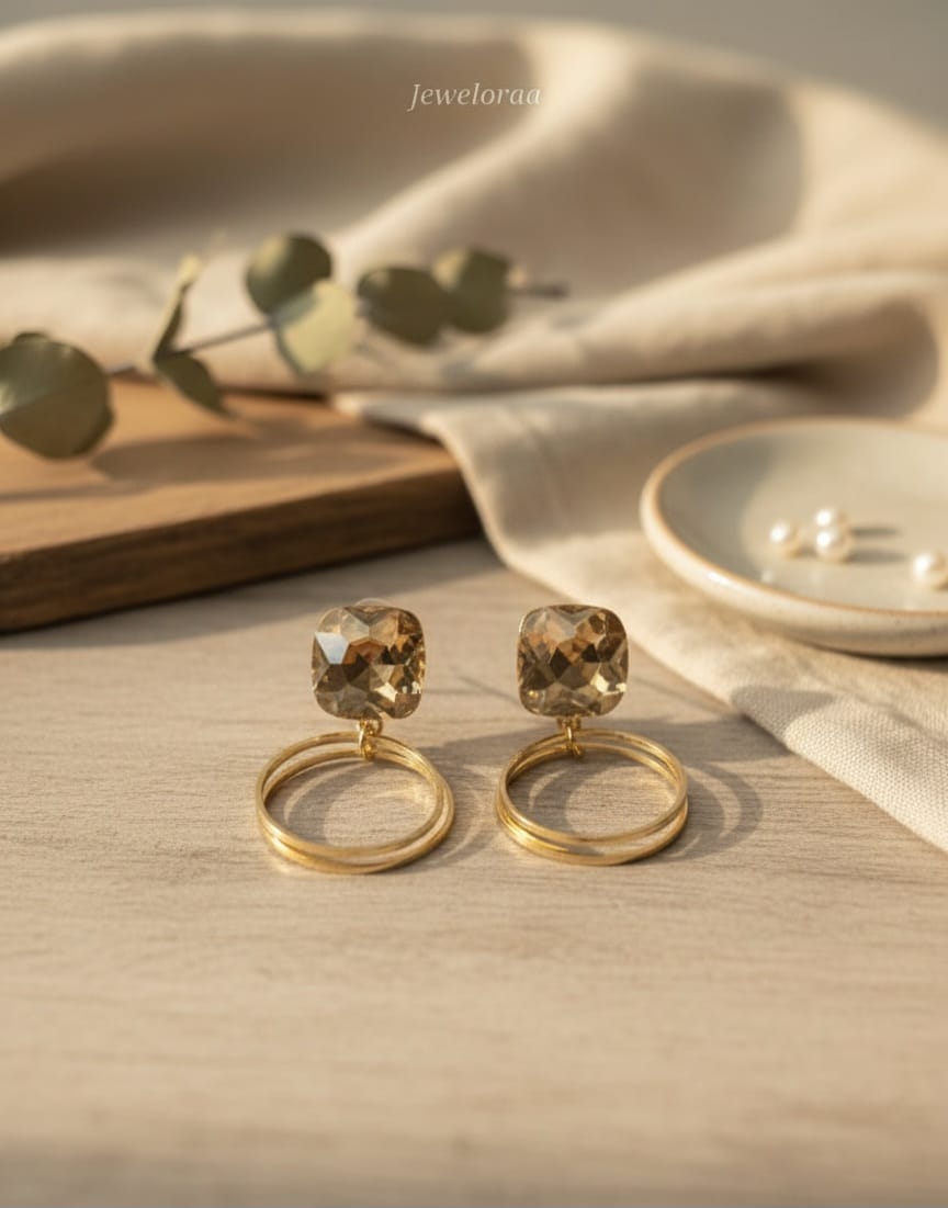 Golden crystal Hoop Earrings