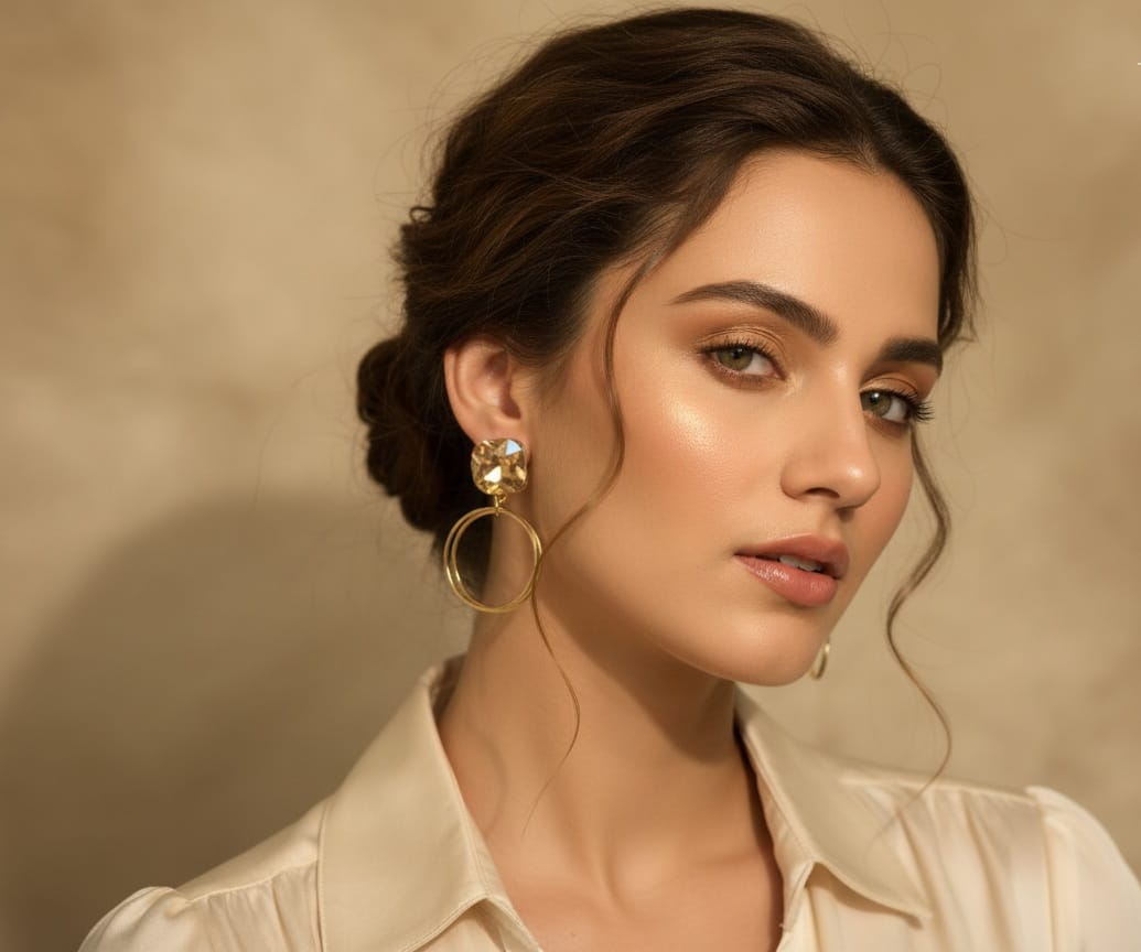 Golden crystal Hoop Earrings