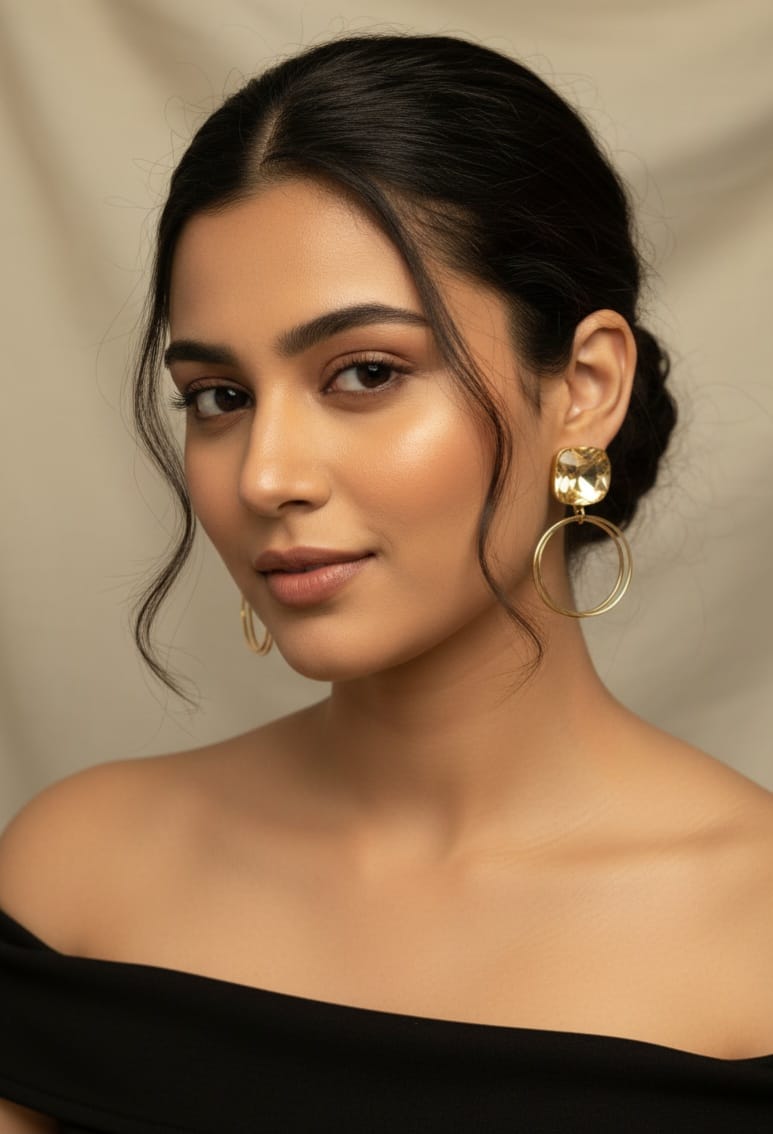 Golden crystal Hoop Earrings