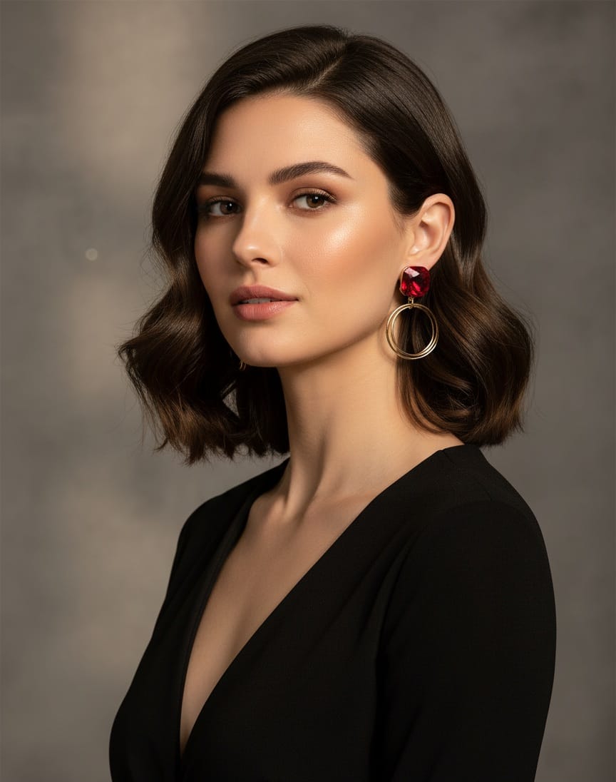 Red  crystal Hoop Earrings