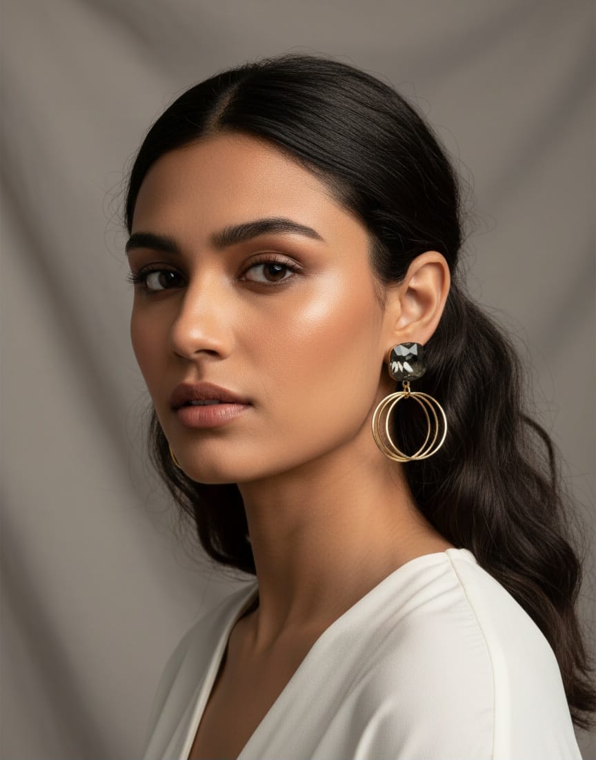 Black Crystal Hoop Earrings