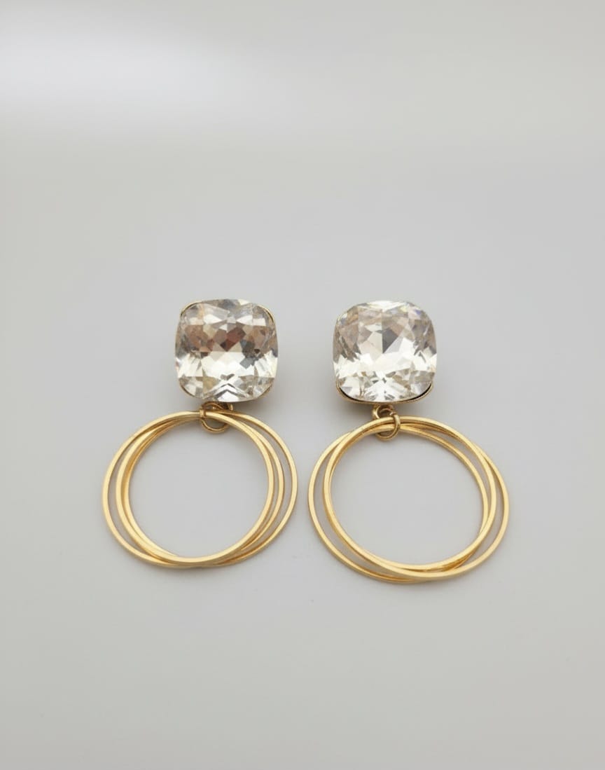 White Crystal Hoop Earrings