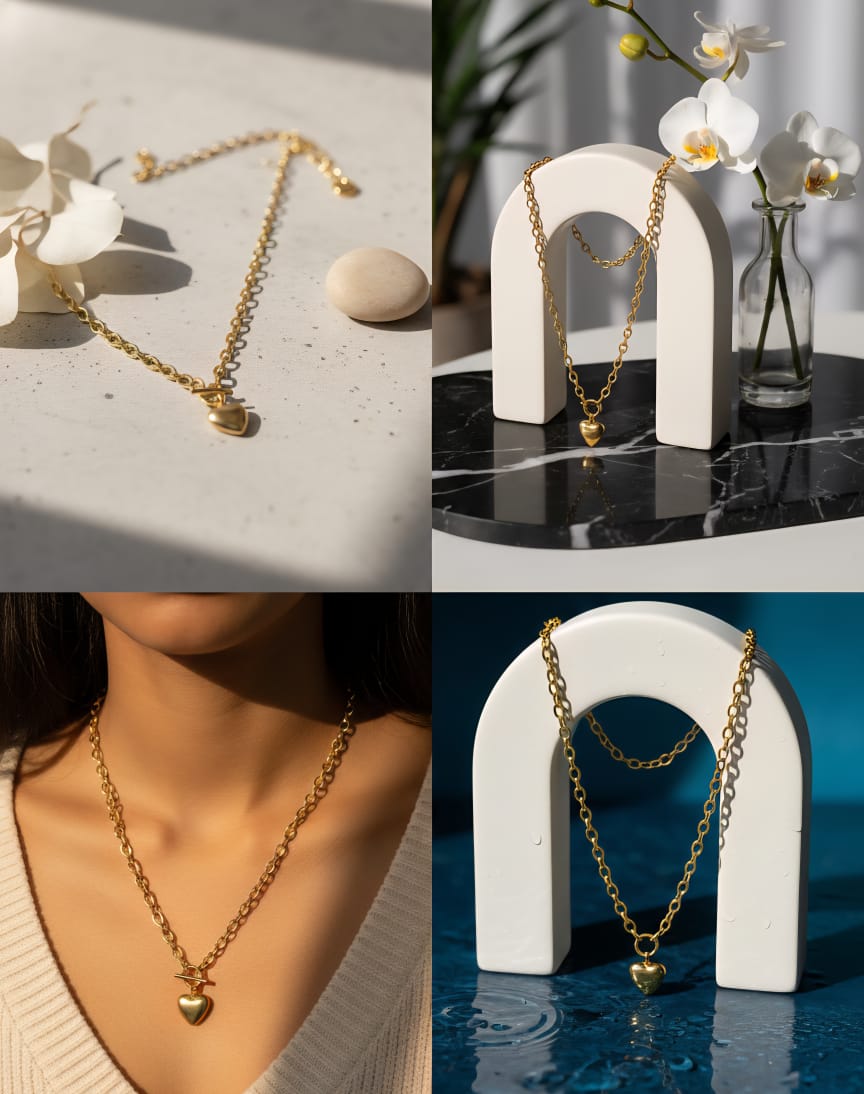 Choker toggle heart pendent