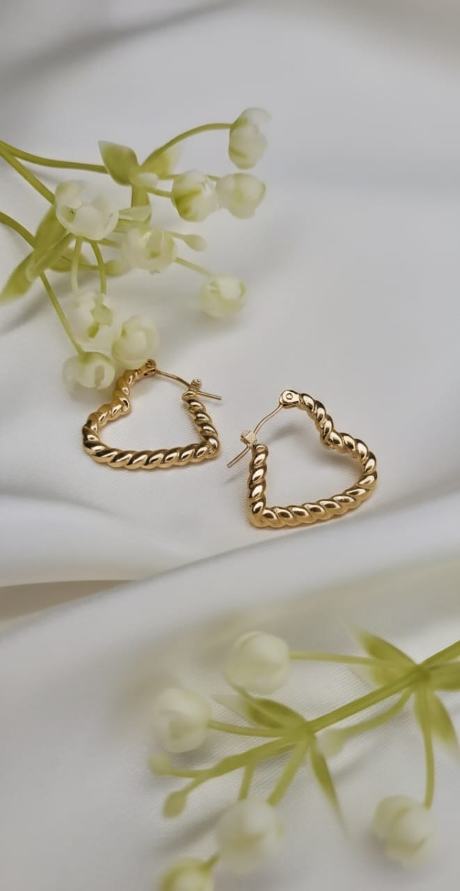 Gold plated heart shape Hoop Earring