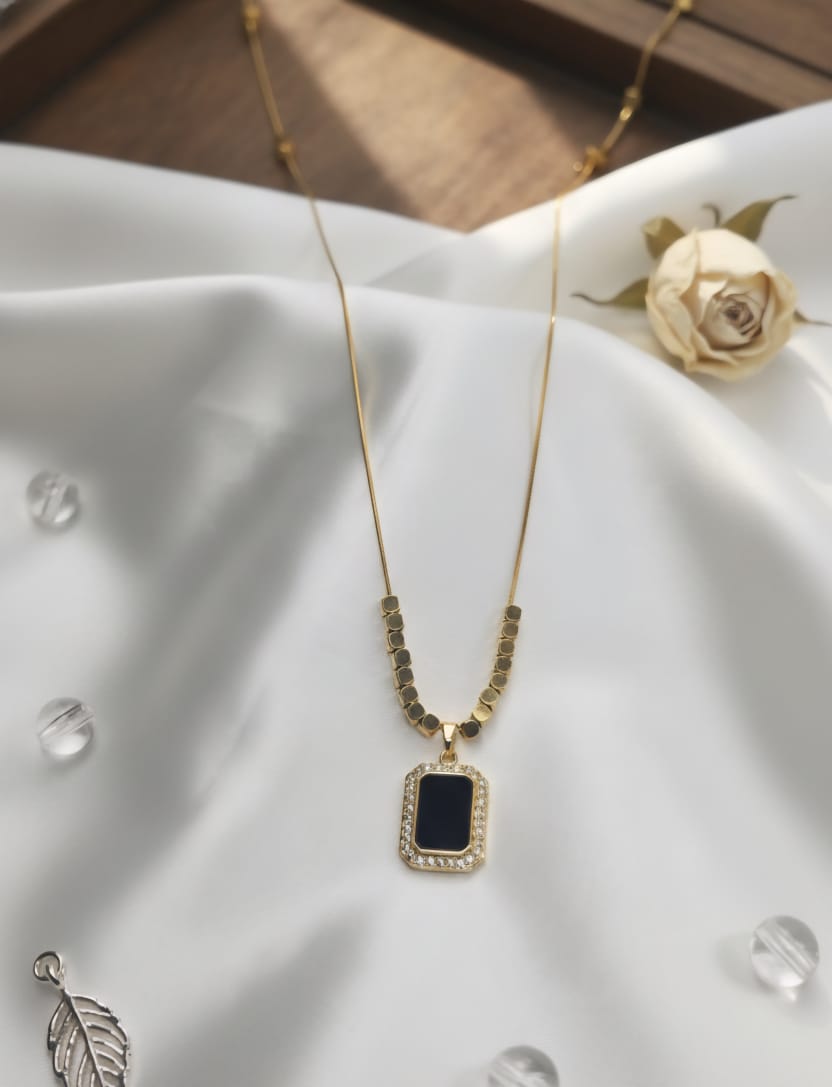 Black Square diamond pendant