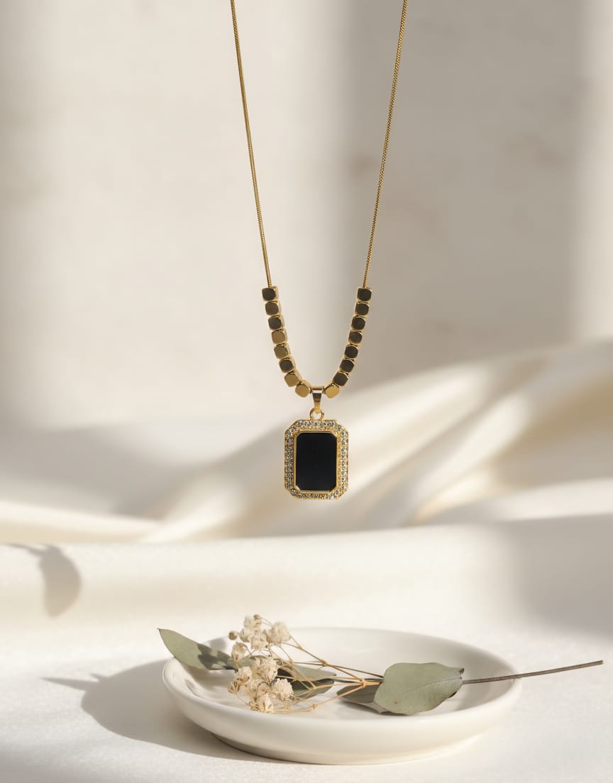 Black Square diamond pendant