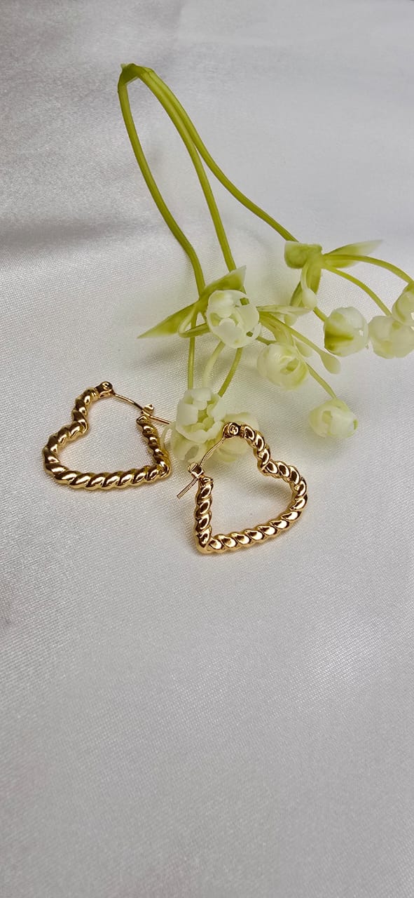Gold plated heart shape Hoop Earring