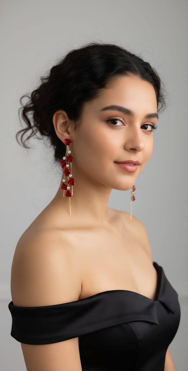 Rose flower Dangle Korean Earring