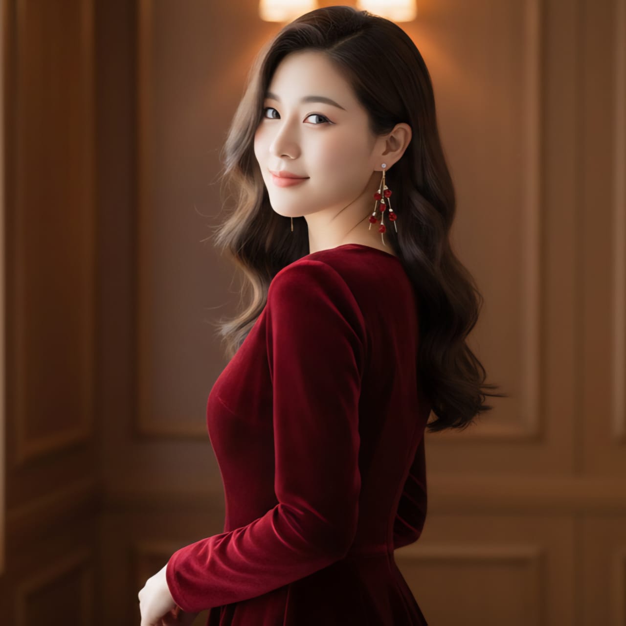 Rose flower Dangle Korean Earring