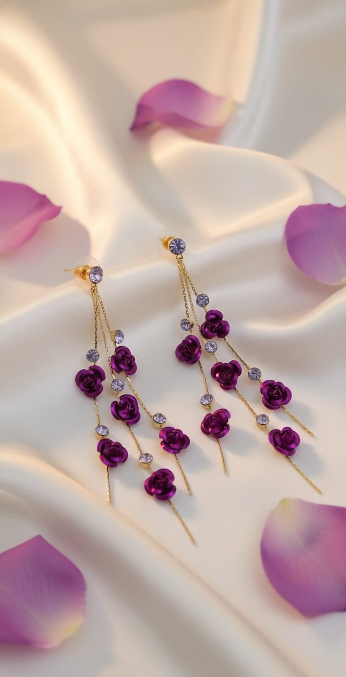 Rose flower Dangle Korean Earring