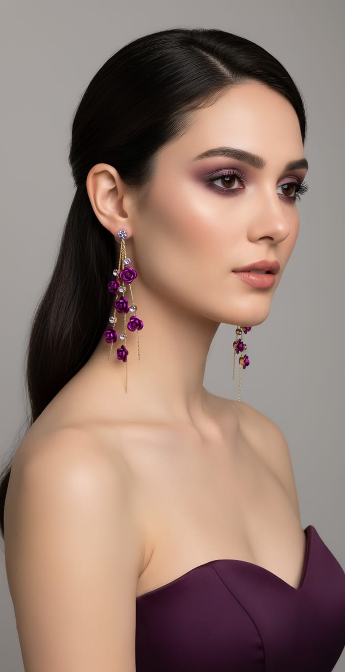 Rose flower Dangle Korean Earring