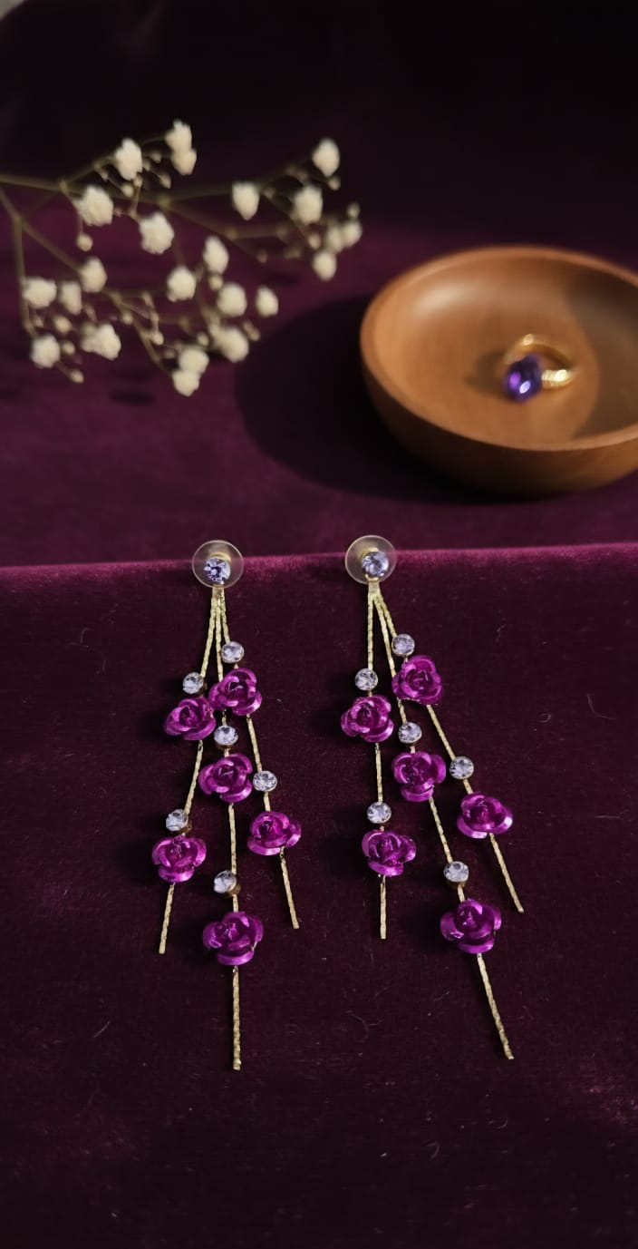 Rose flower Dangle Korean Earring