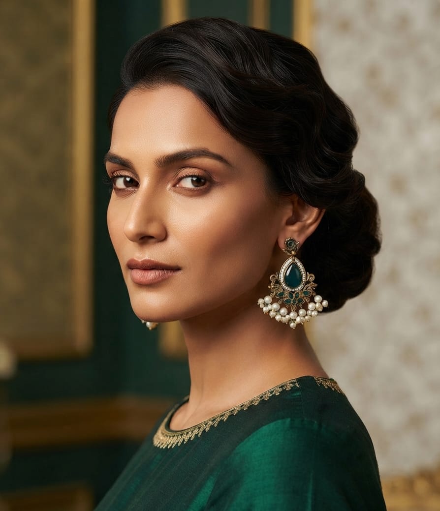 Premium Oxidise Earring with Pearl Dangler