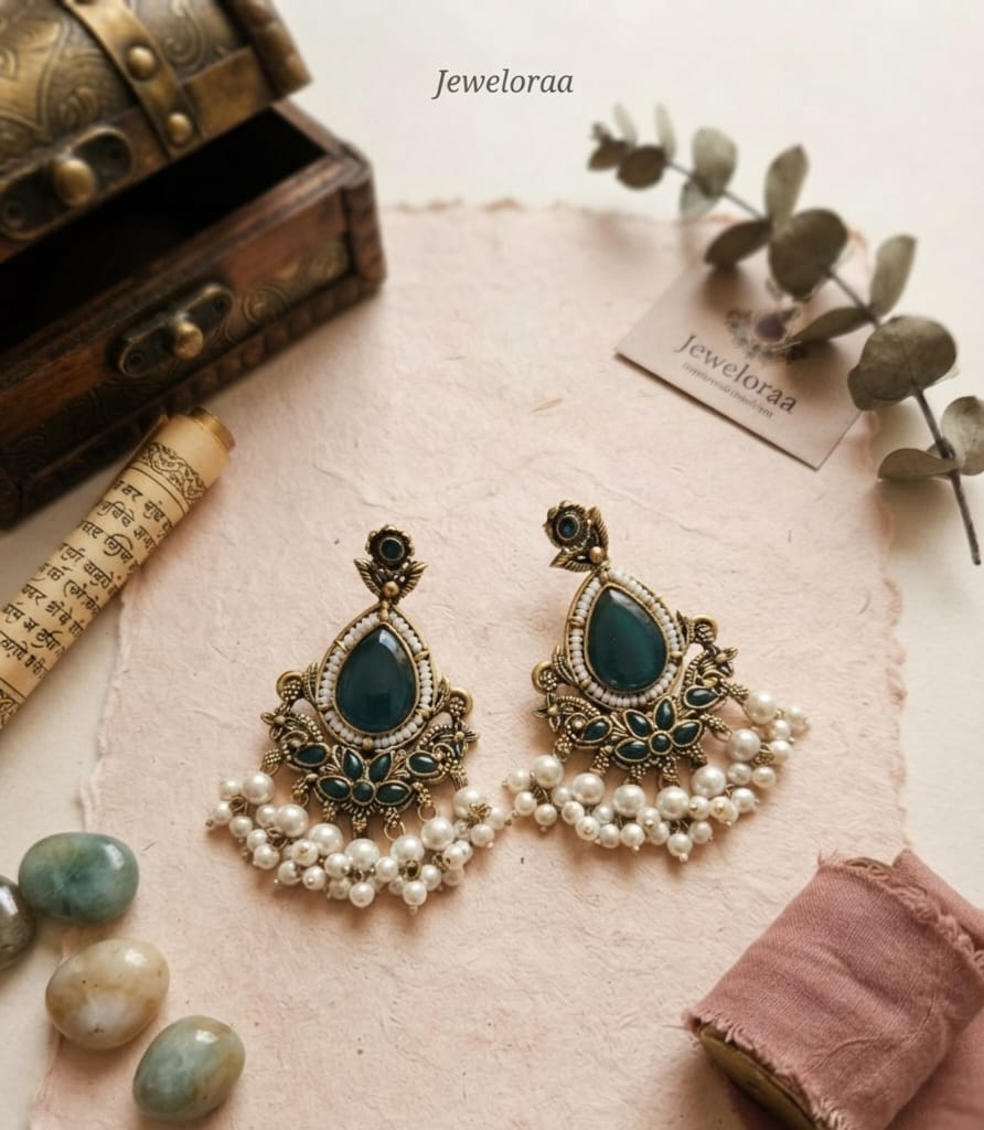 Premium Oxidise Earring with Pearl Dangler