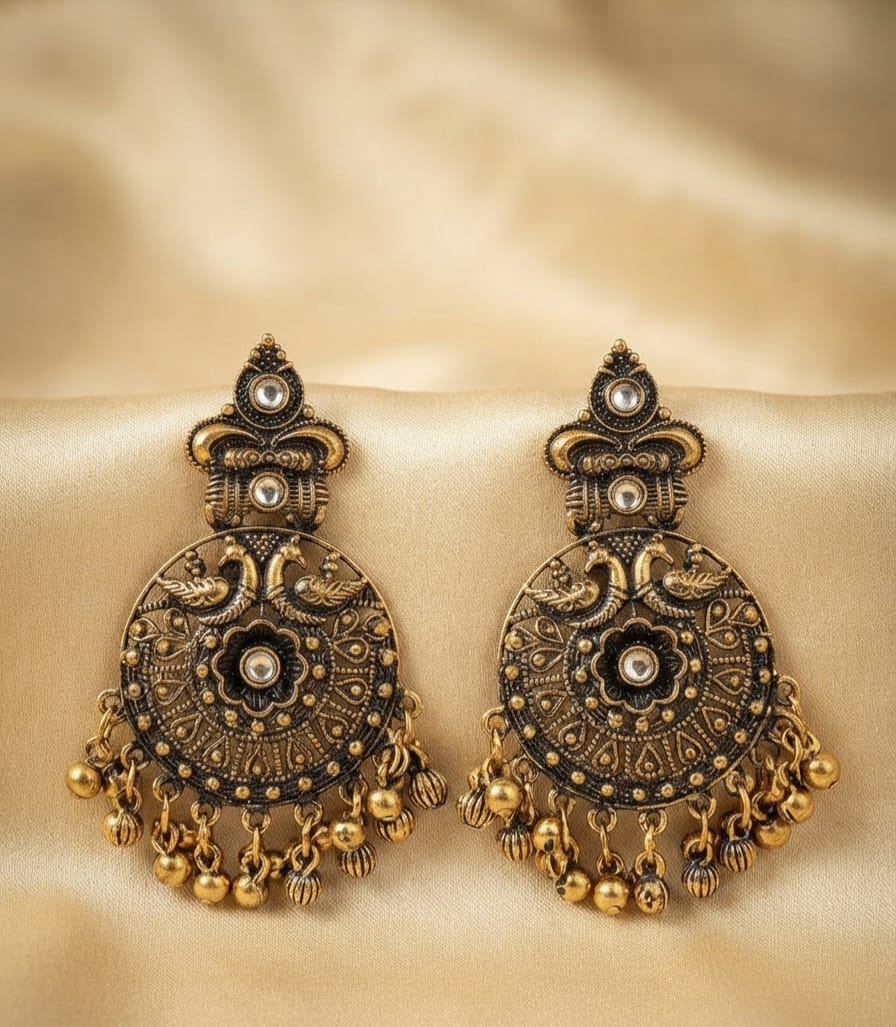Copper Ethenic Earring with Ghungroo