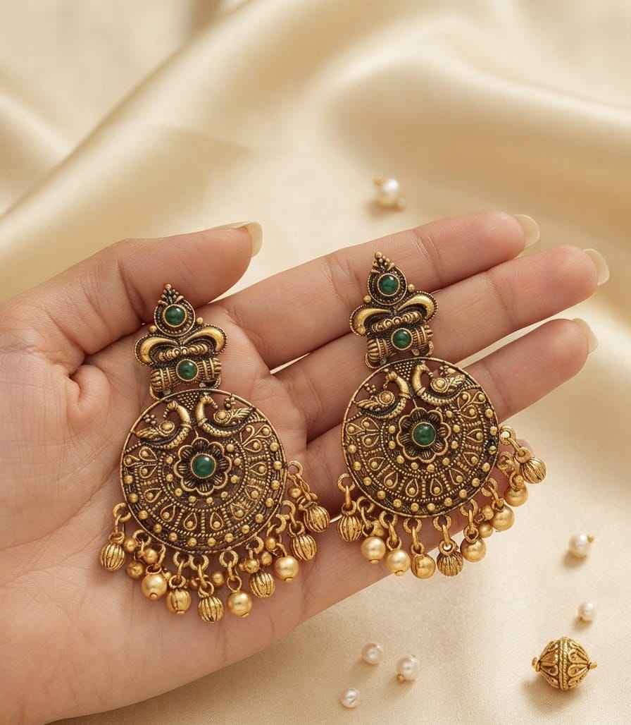 Copper Ethenic Earring with Ghungroo