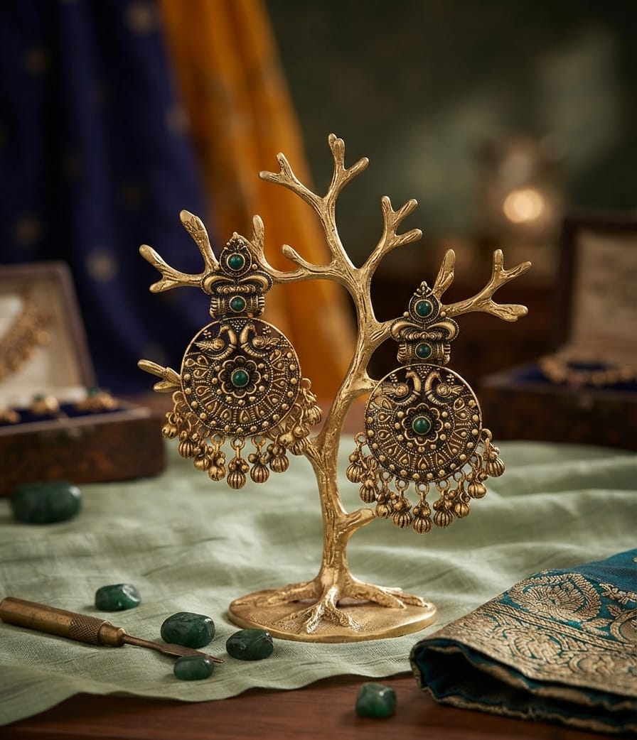 Copper Ethenic Earring with Ghungroo