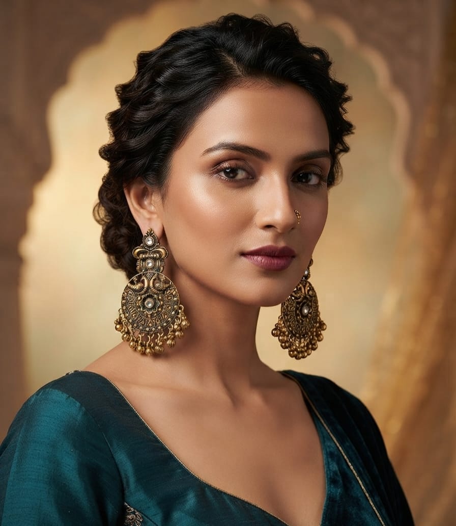 Copper Ethenic Earring with Ghungroo