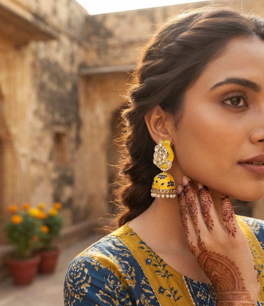 Minakari Peacock Jhumka