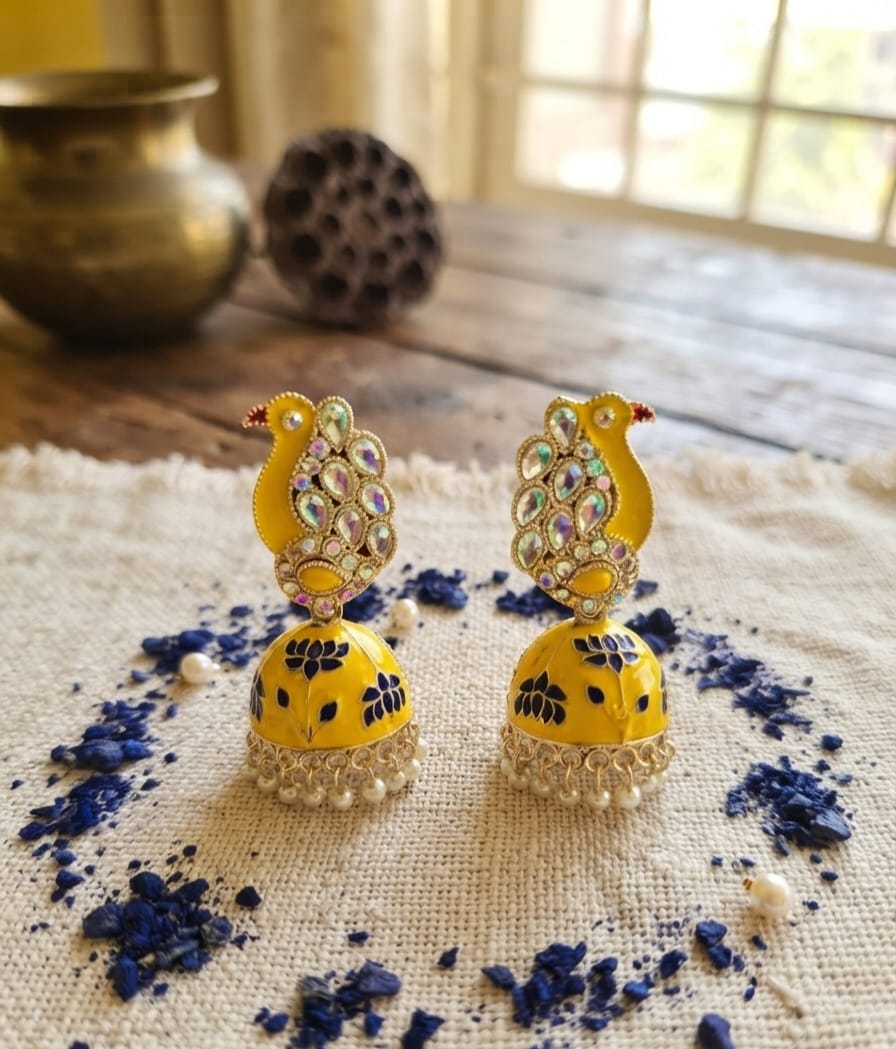 Minakari Peacock Jhumka