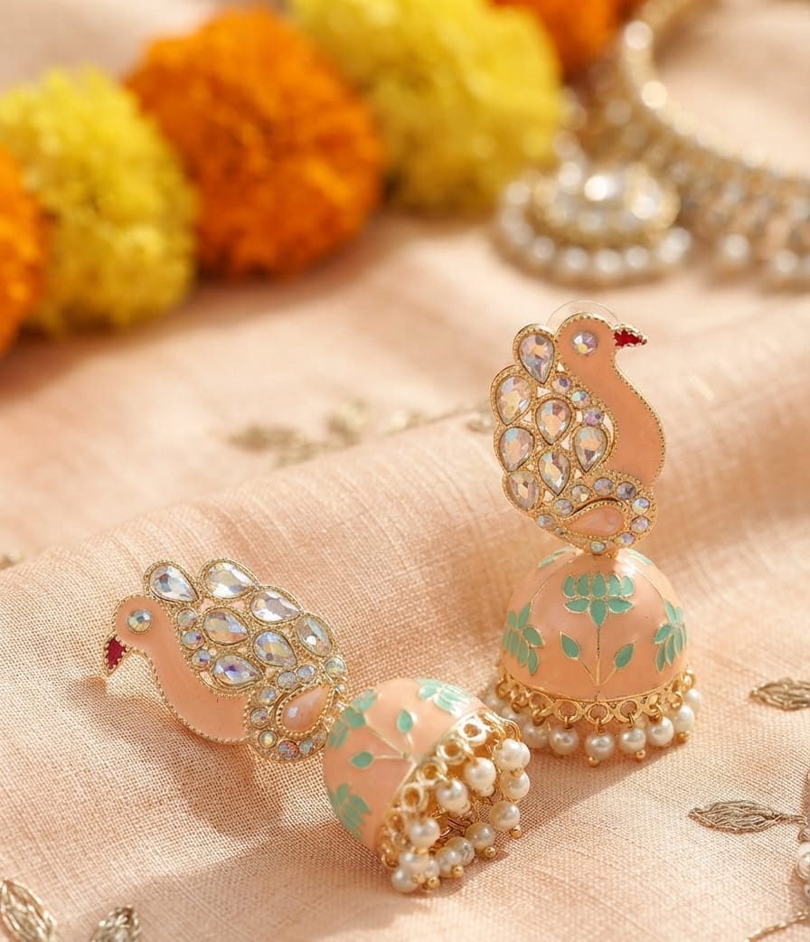 Minakari Peacock Jhumka