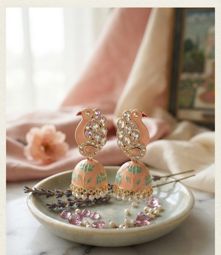 Minakari Peacock Jhumka
