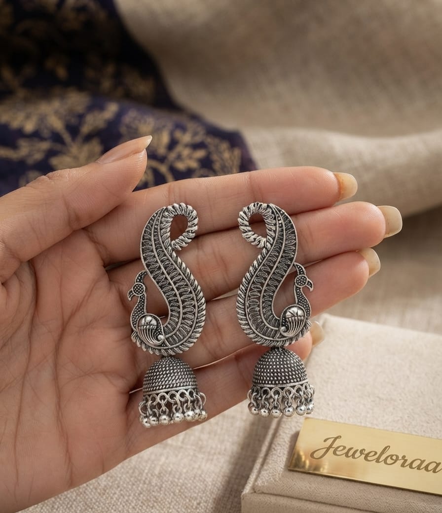 Silver Oxidised Long Earring