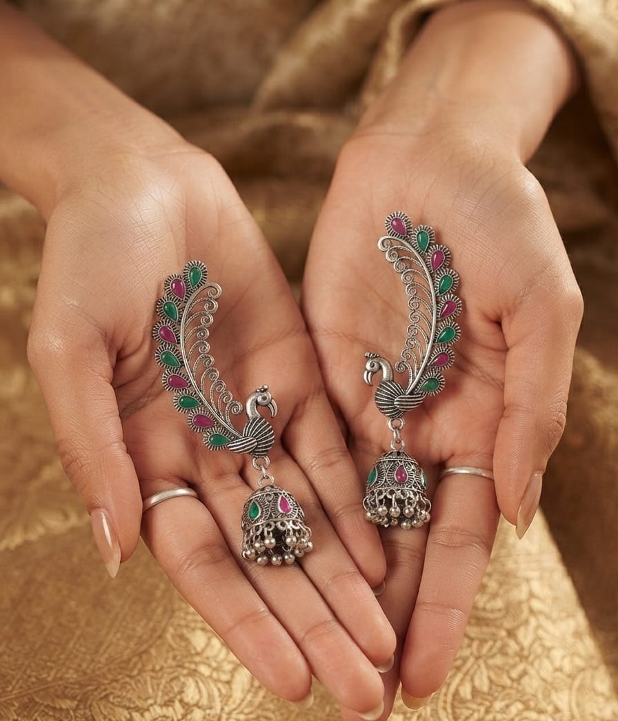 Oxidised Earcuff Jhumka