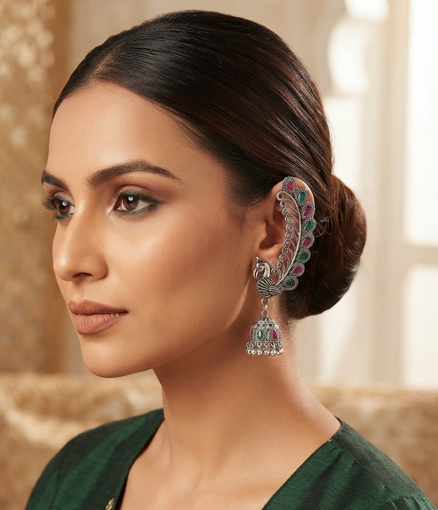 Oxidised Earcuff Jhumka