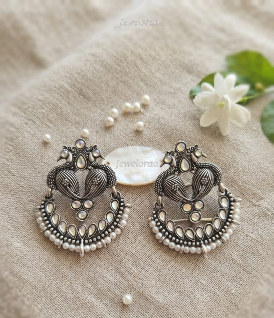 Oxidise Peacock Kundan Earring Dangler