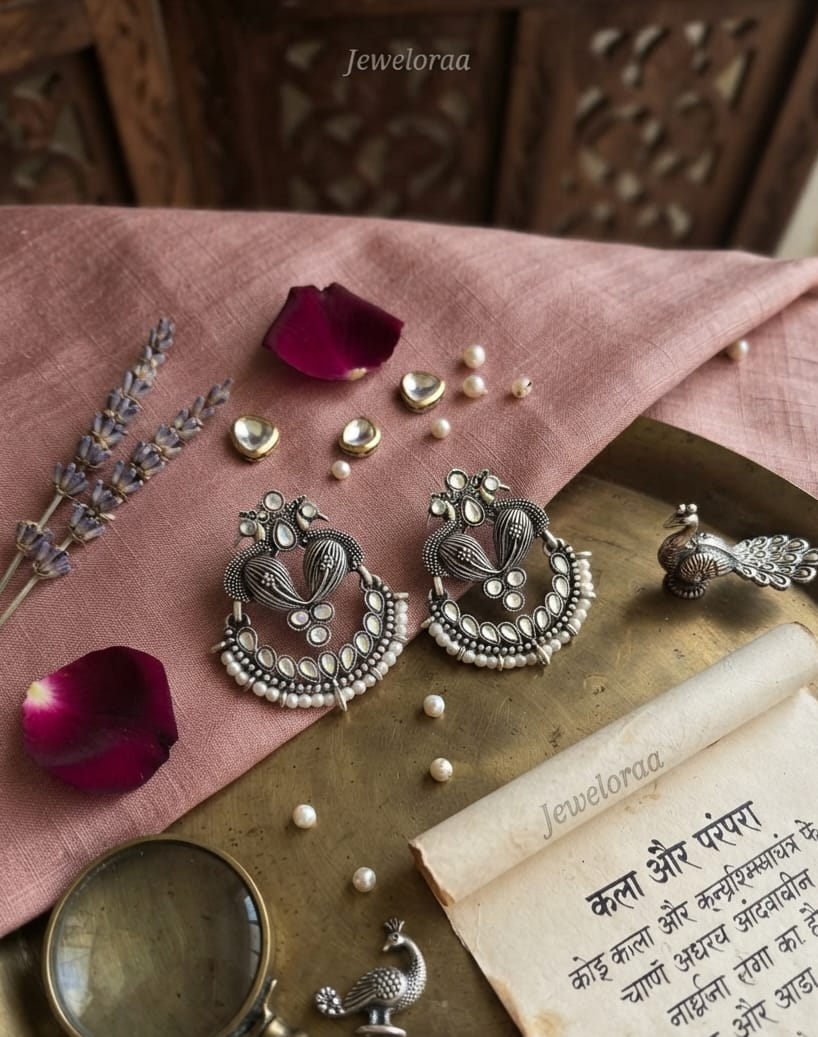 Oxidise Peacock Kundan Earring Dangler