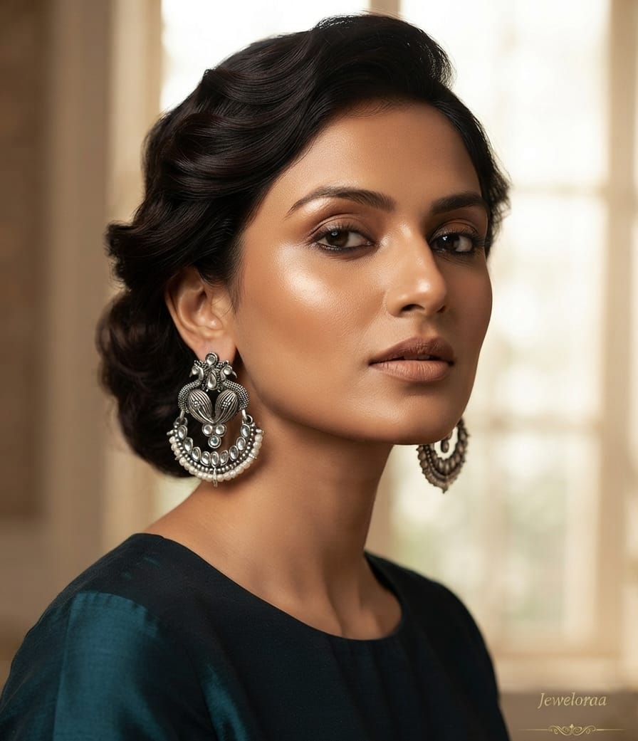 Oxidise Peacock Kundan Earring Dangler