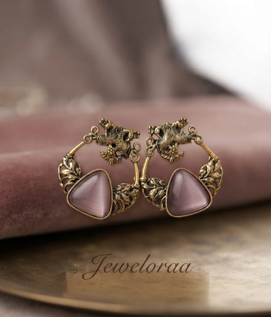 Oxidise Brass Dangler Purple color (Triangle Shape)
