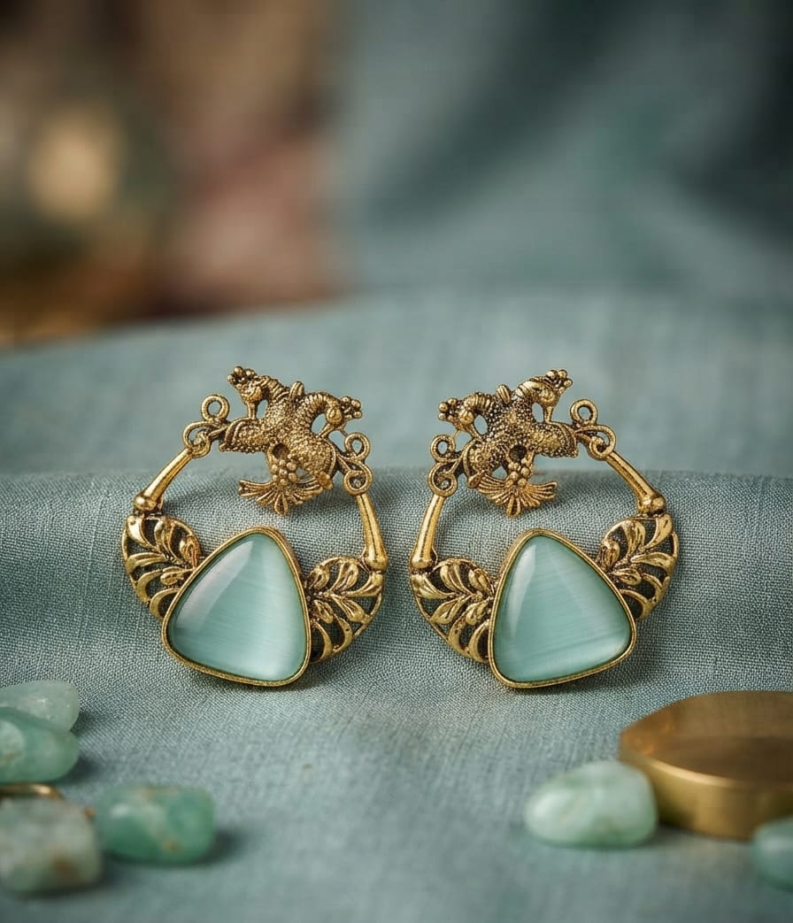 Oxidise Brass Cateye Dangler (Triangle Shape)