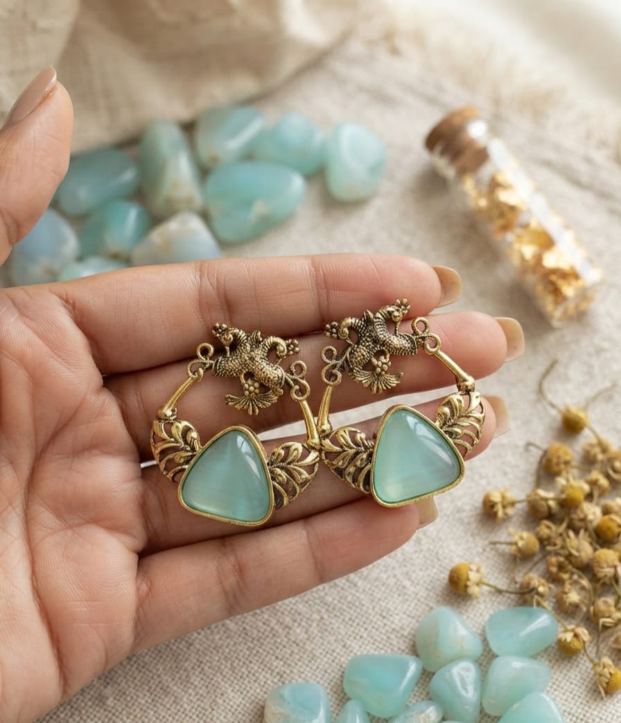 Oxidise Brass Cateye Dangler (Triangle Shape)