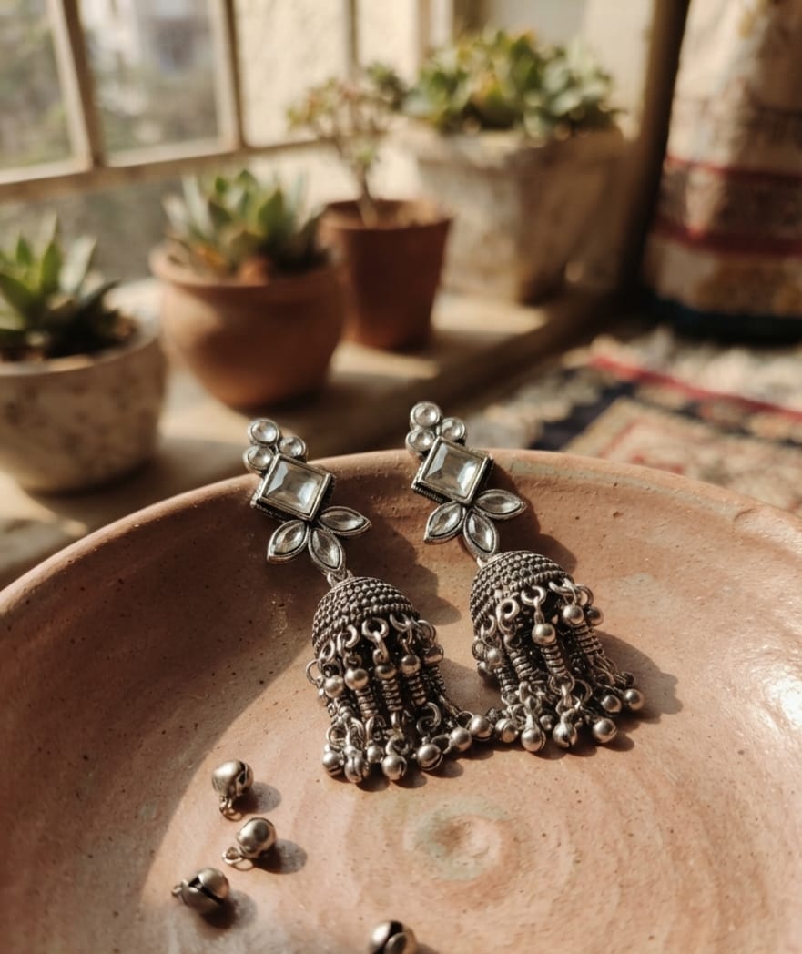 Oxidise Kundan Earring Dangler