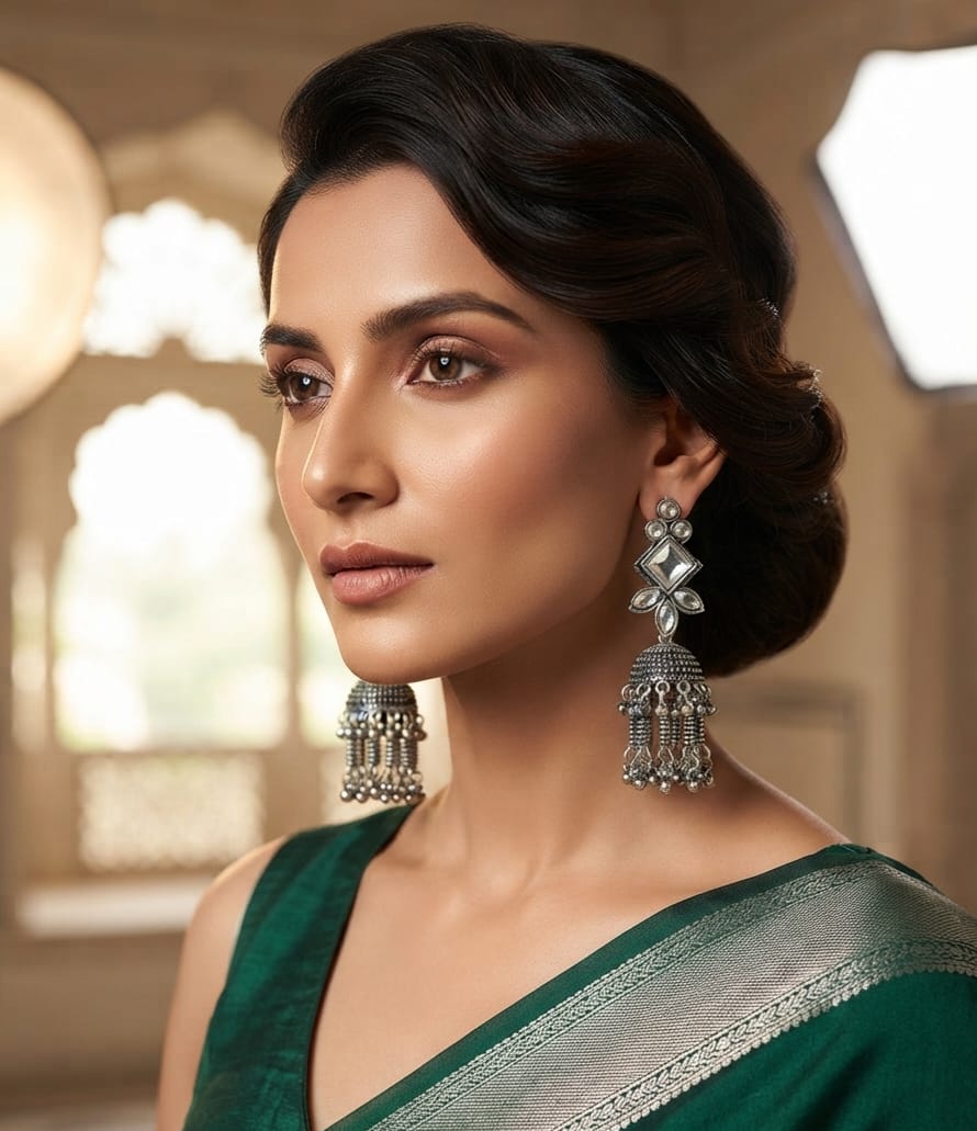 Oxidise Kundan Earring Dangler