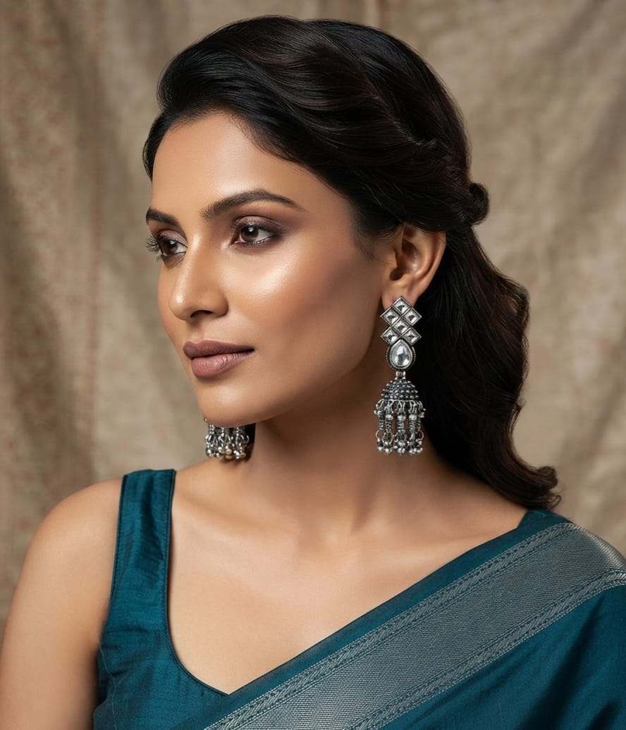 Oxidise Kundan Earring Dangler