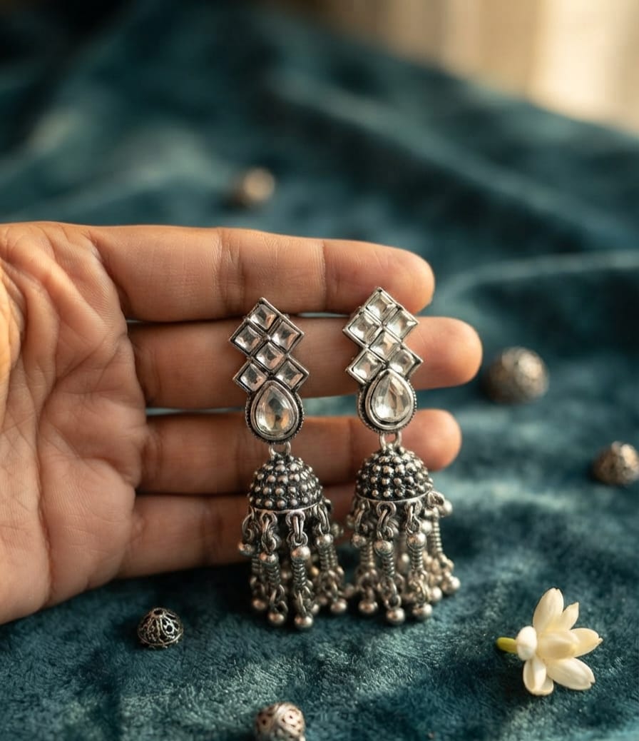Oxidise Kundan Earring Dangler