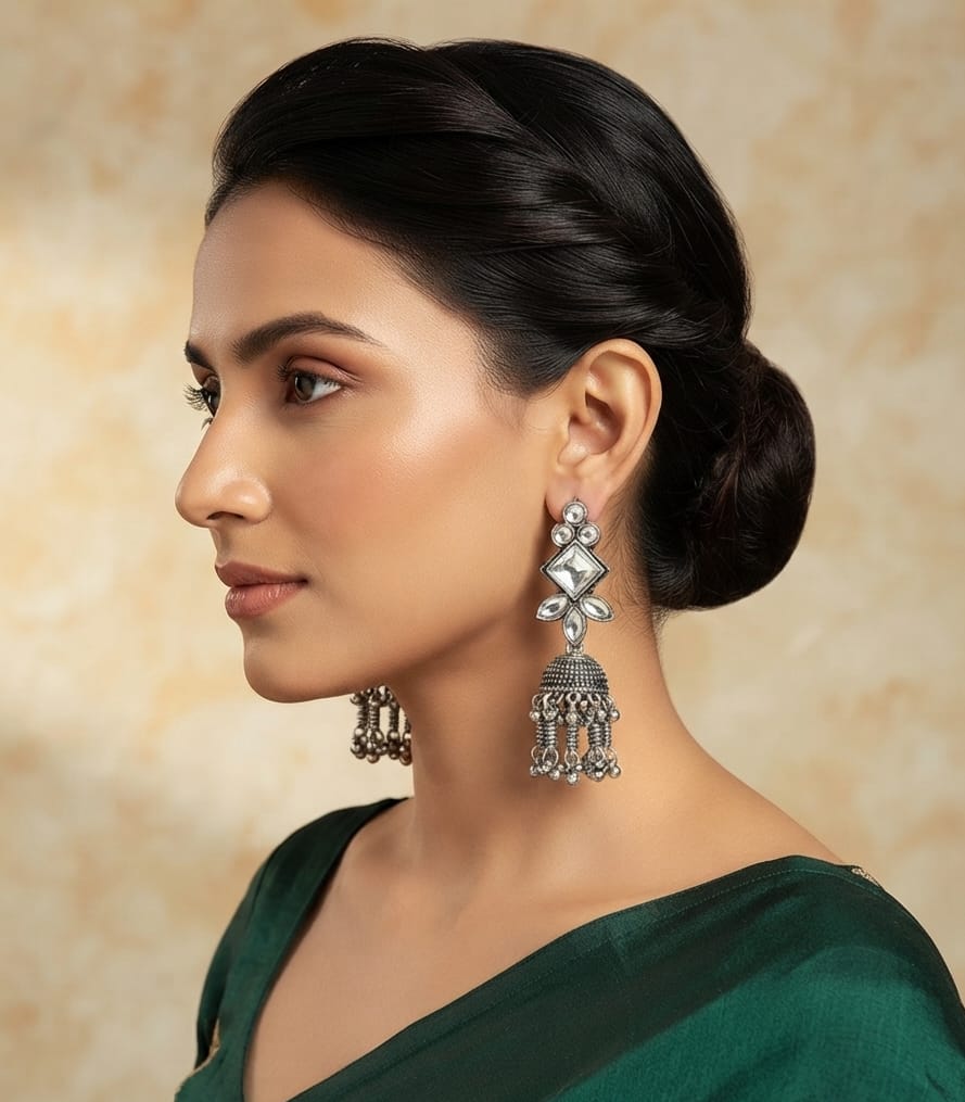Oxidise Kundan Earring Dangler