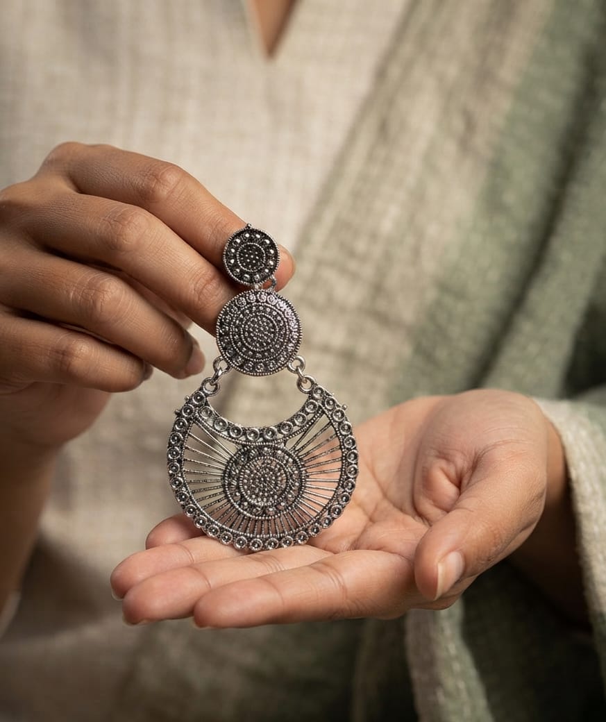 Afghani Tribal Oxidised Dangler Earrings